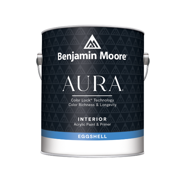 Benjamin Moore Aura Interior paint can in eggshell finish