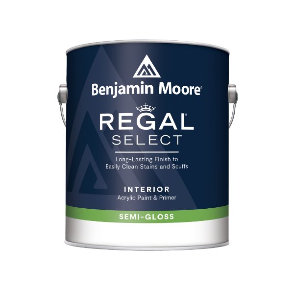Benjamin Moore Regal Select interior paint can in semi-gloss finish
