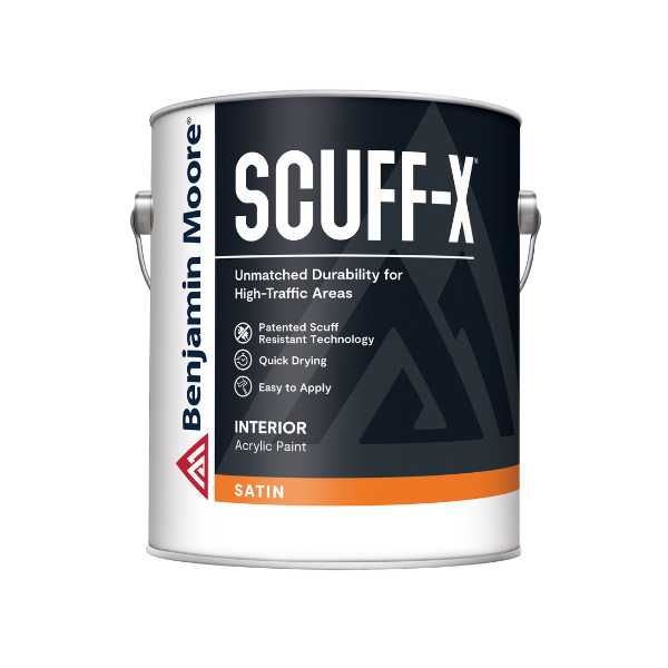 Benjamin Moore Scuff-X scuff-resistant paint gallon with satin finish