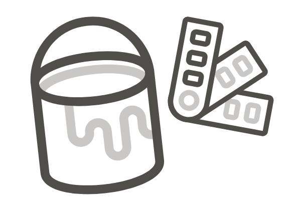Icons of paint can and paint color swatch cards